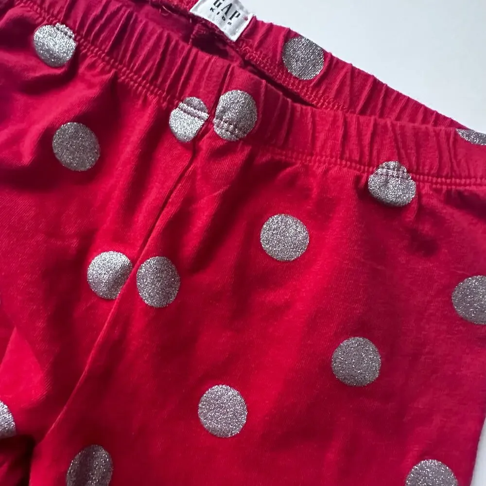 Gap Red Metallic Silver Dot Holiday Leggings - Size 8